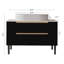 Meuble-lavabo moderne polyvalent de 36 pouces avec lavabo en céramique, noir et or
