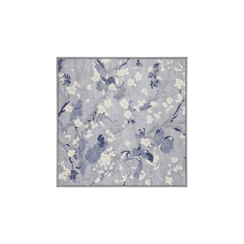 Machine Washable Gray Area Rug, Square 5'