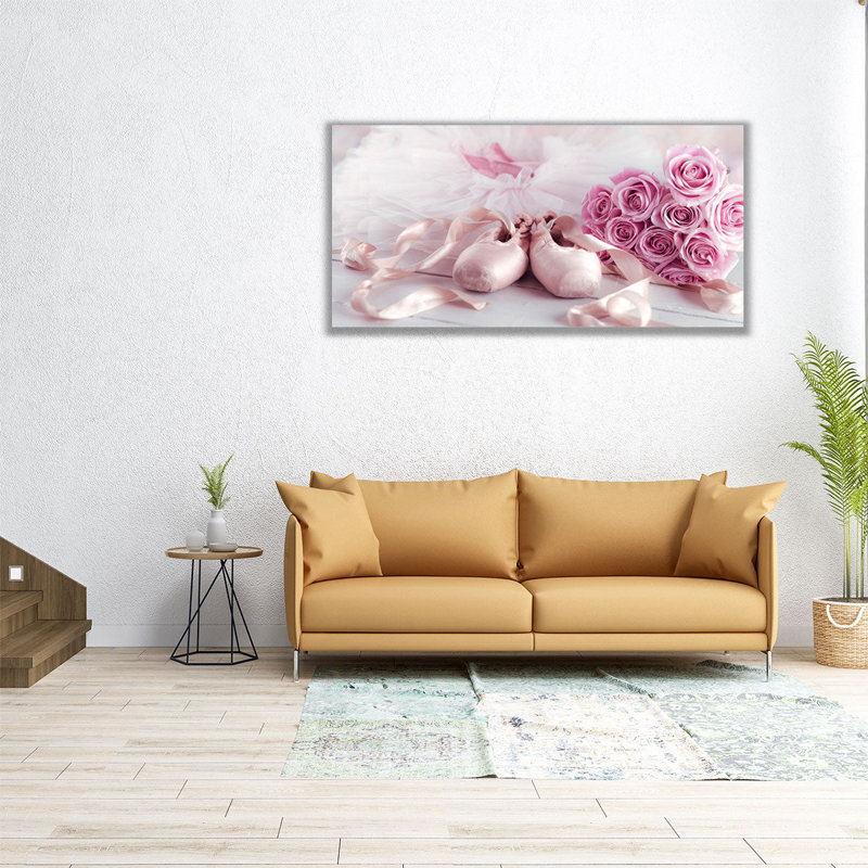 Chaussures de ballet et jupe de ballet élégante avec bouquet de roses 2 - reproduction d'art sur toile, H 18 po x l 36 po