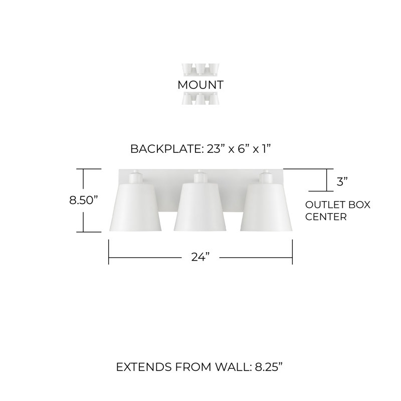 Alden 3 - Light Dimmable Vanity Light, Matte White