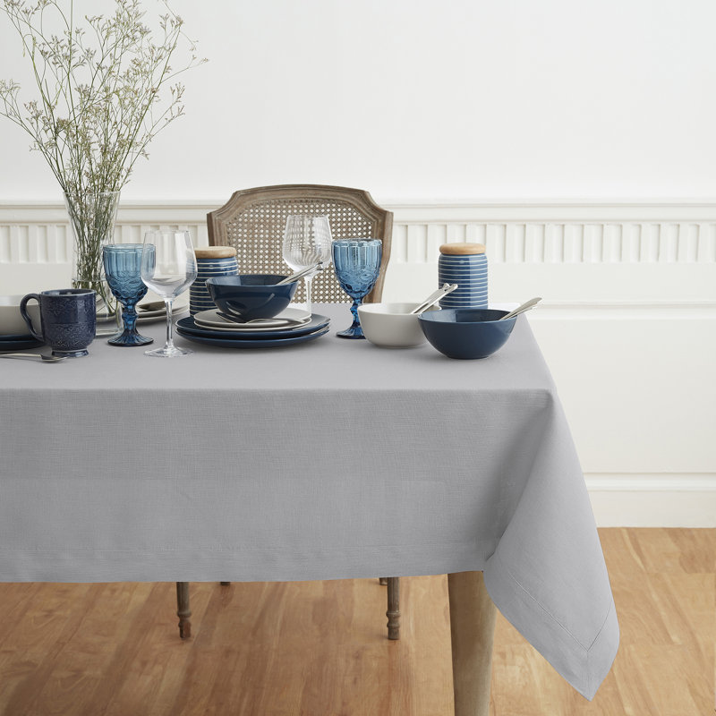 100% Pure Linen Tablecloth - Fete, Soft Gray, 84" L x 60" W