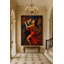 Inferno in Motion - Red Elegance Dance Portrait (Ltd. Edition) Framed Canvas Wall Art by Kasian Art Studio - Brown Frame-625782659
