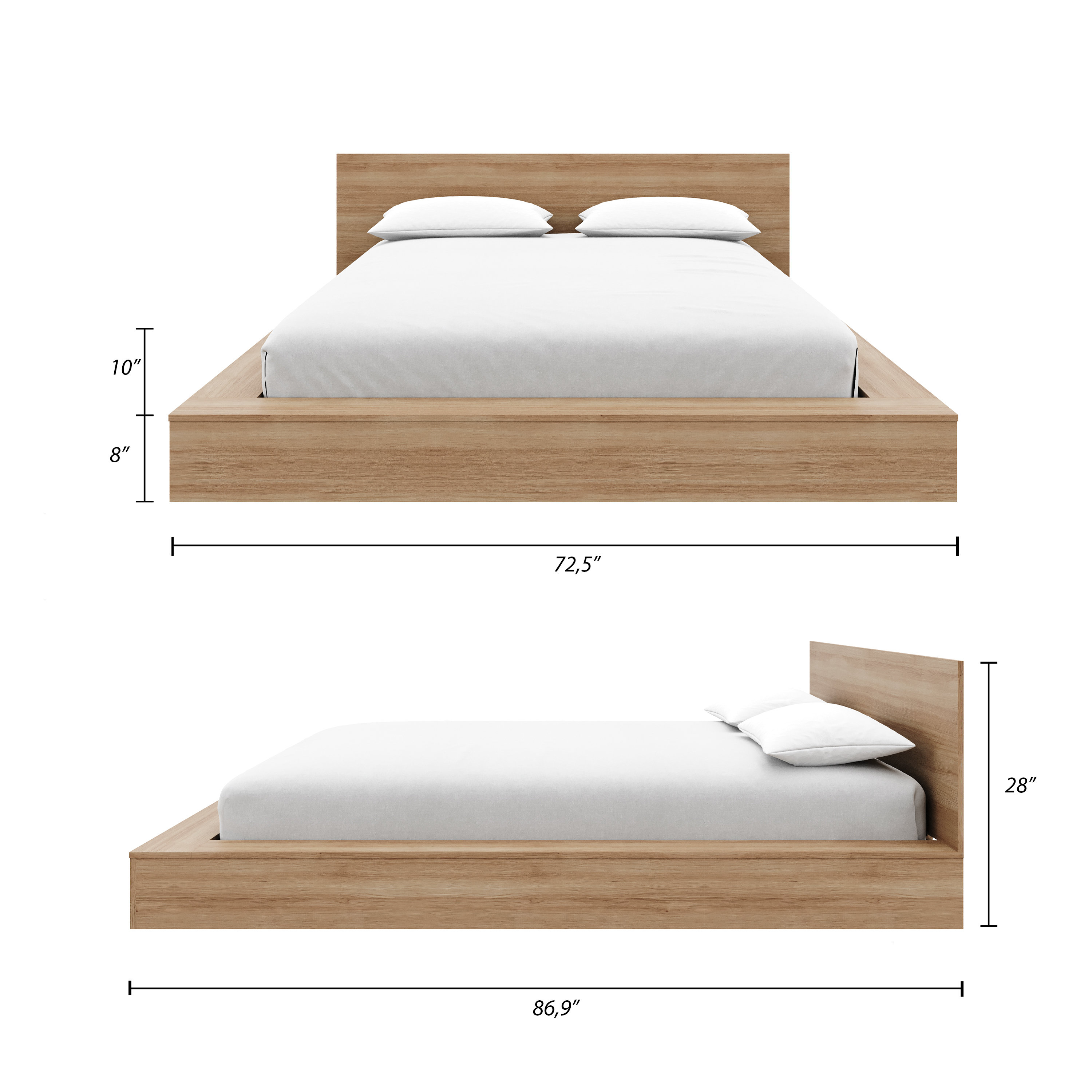 Makoa Low Platform Bed Set, Queen