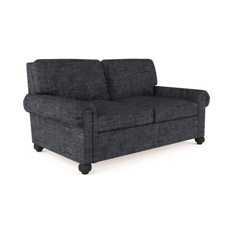 Causeuse Leroy, H 36 po x l 72 po x P 43 po, Velours écrasé graphite, Brun foncé