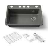 Riverby 33" x 22" x 9-5/8" Under-Mount Single-Bowl Kitchen Sink with Accessories