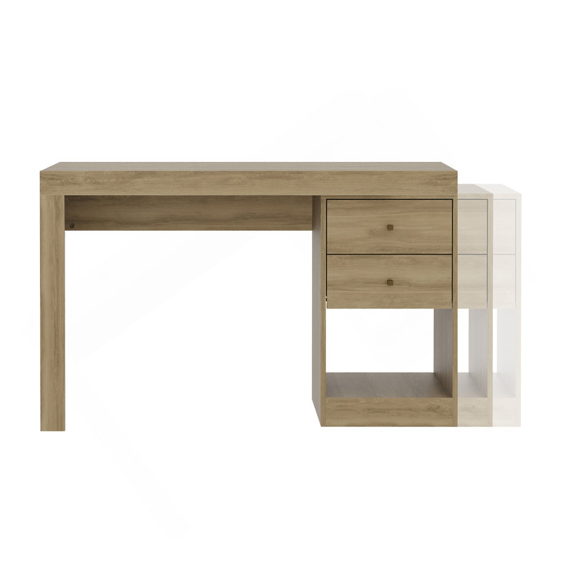 Techni Mobili Expandable Home Office Desk, Pine, Light Brown