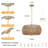 6 - Light Round Drum Hemp Rope Rattan Boho Gold Chandelier, Natural Rattan Bohemian Pendant Light For Kitchen Island, Living Room-18.89"W x 68.69"H-1484281599