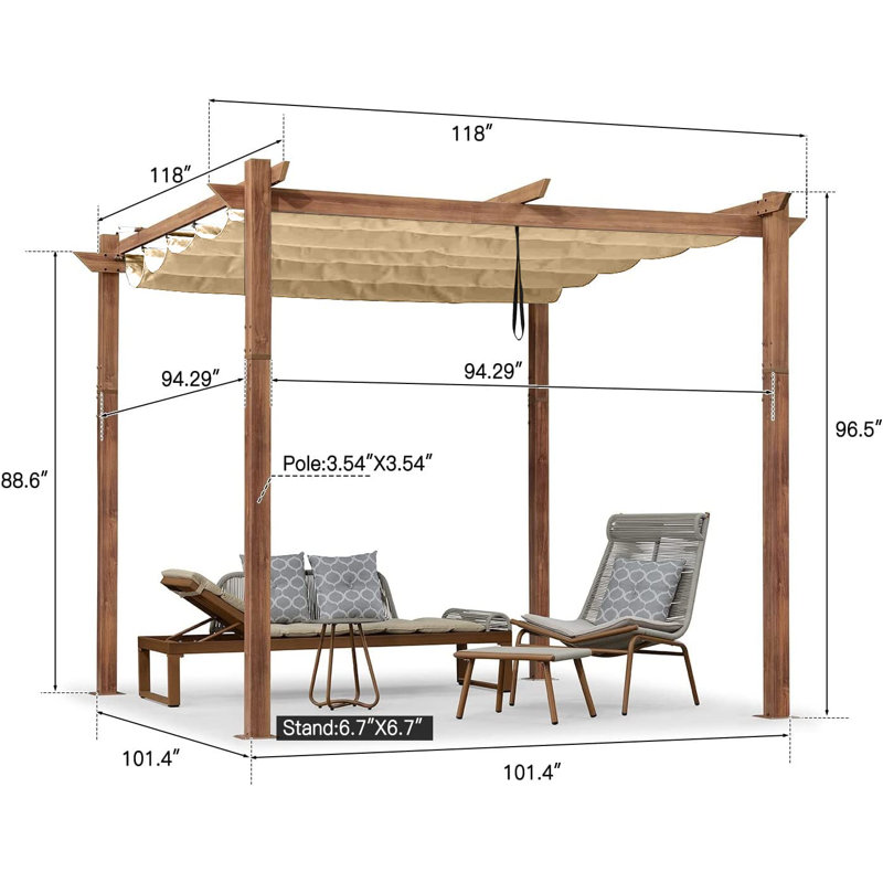Pavillon de jardin mauve 10 pi L 10 pi. Pergola en aluminium avec auvent