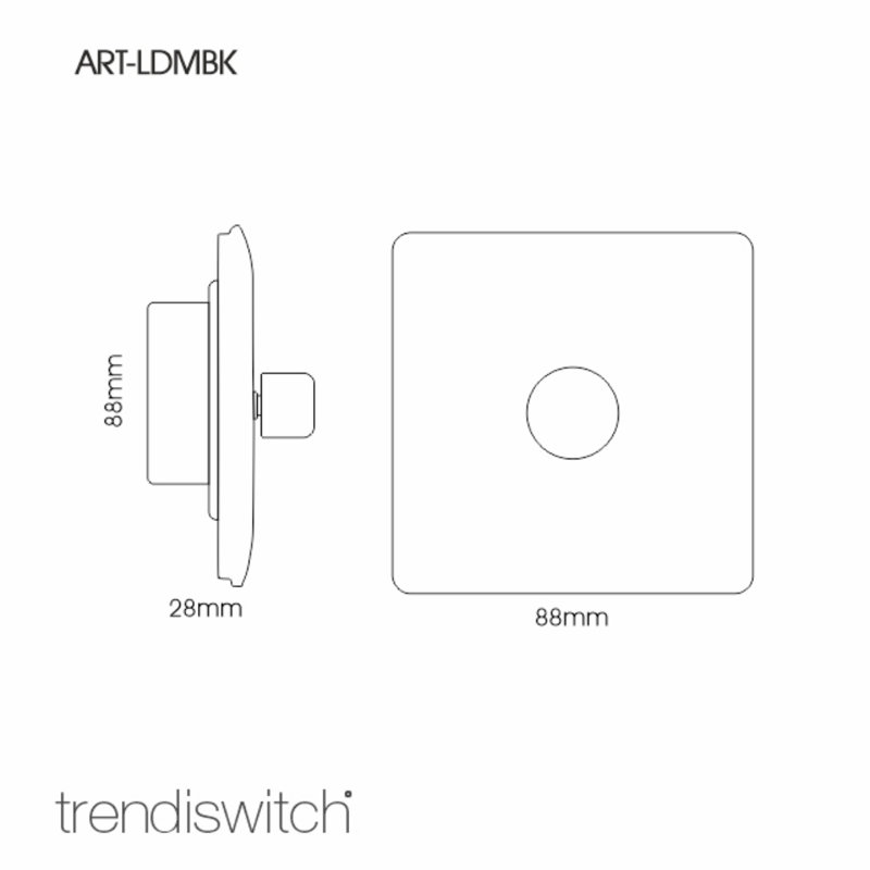 Wall Mounted Dimmer, Gloss Black/Chrome