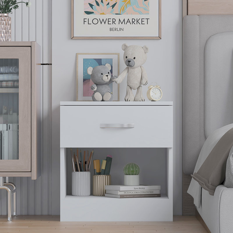 Marlesha 45 cm W Bedside Table, White