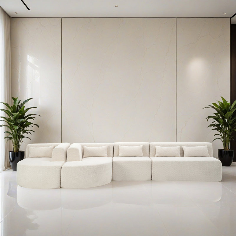 Canapé-lit modulaire 4 pièces pour salon, Polyester beige