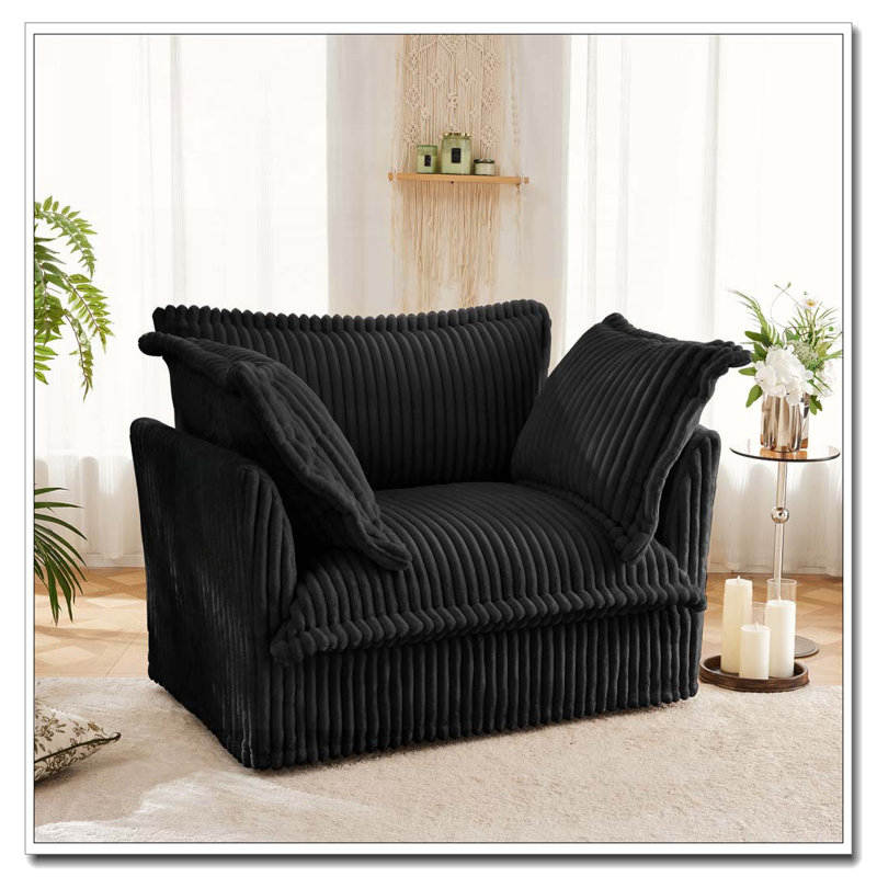 Fauteuil en velours côtelé, Noir