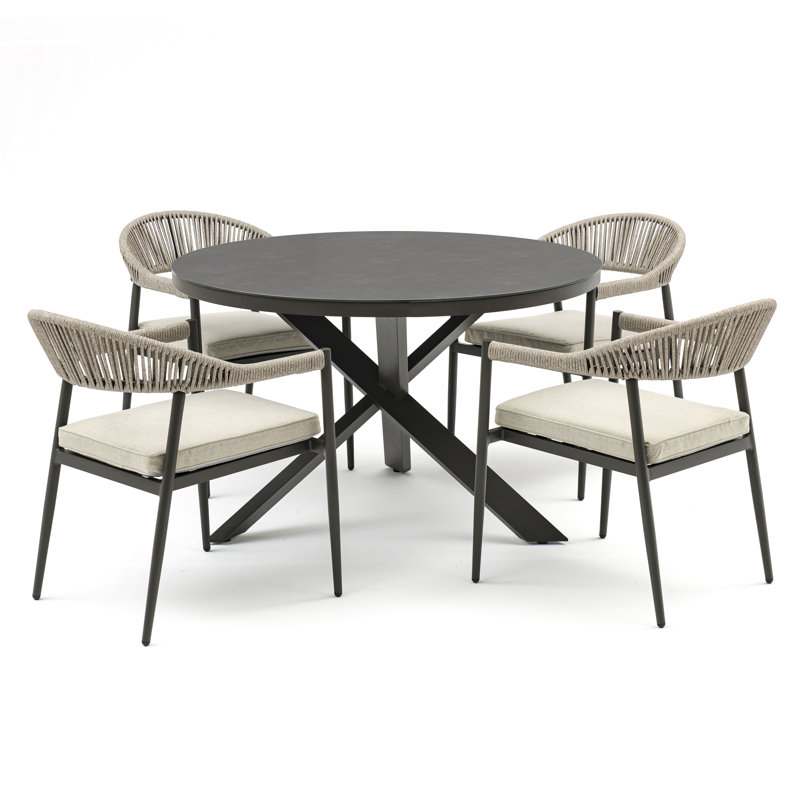 Brecon 4 - Person Patio Dining Set with Round Table , Cushions Included