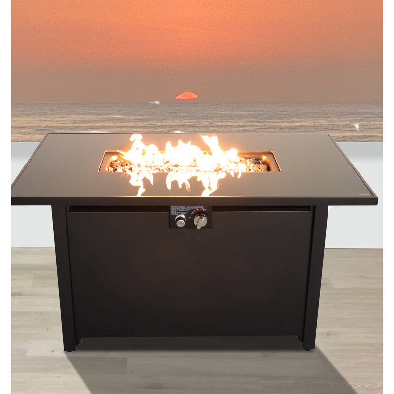 50000 Fire Pit Table, Black, 43" X 25", Stainless Steel Base Support Black ,