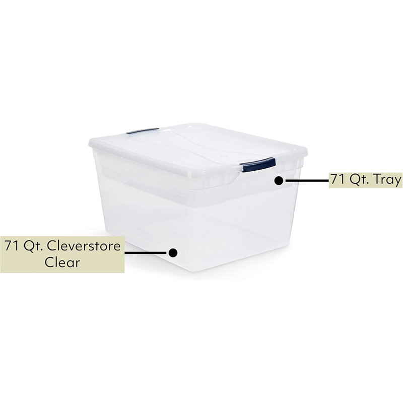 Bacs de rangement transparents 71 pte Rubbermaid Cleverstore, paquet de 4, avec plateaux