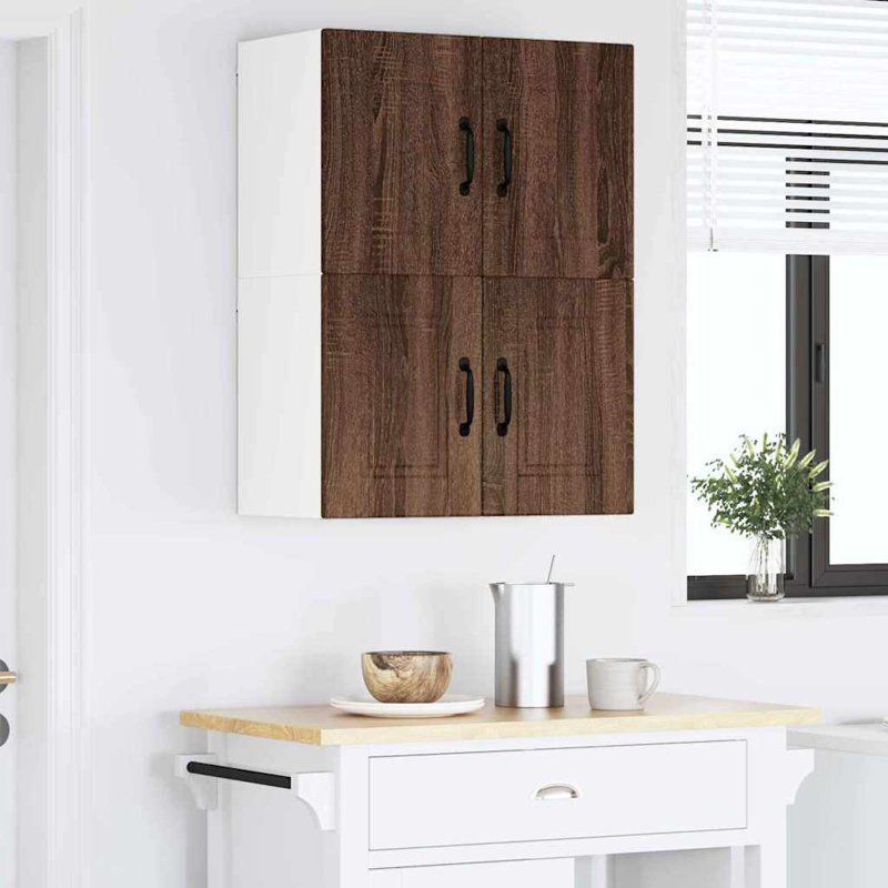 Vidaxl Kitchen Wall Cabinet With Shelf 2 Pcs Old Wood 60 X 31 X 40 Cm, Brown Oak