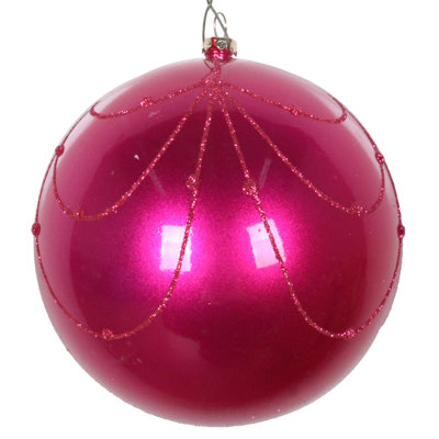 Ornement boule de rideau à paillettes bonbon