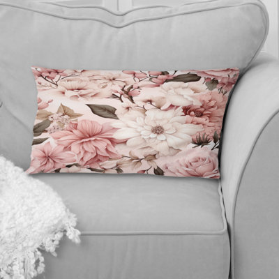 Coussin en polyester floral rose antique