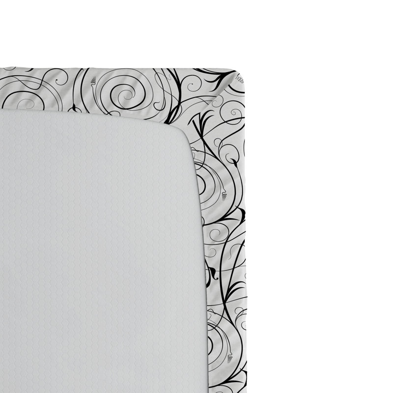Ensemble de 2 draps-housses Ambesonne, Drap-housse grand, Motif floral blanc / noir