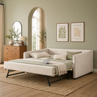 Upholstered Daybed with Trundle Bed