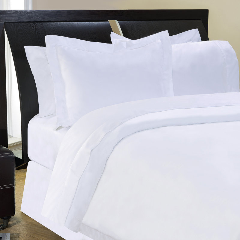 Ensemble de housse de couette 100% coton de qualité égyptienne à pointe longue 500 fils Pointehaven, Blanc