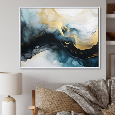 «Subtle Sensations Nova Blue and Gold Watercolor I», reproduction d'art sur toile