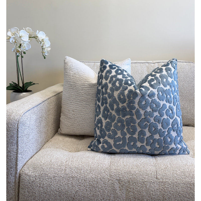 Housse de coussin en velours, H 20 po x l 20 po, Bleu à imprimé animalier