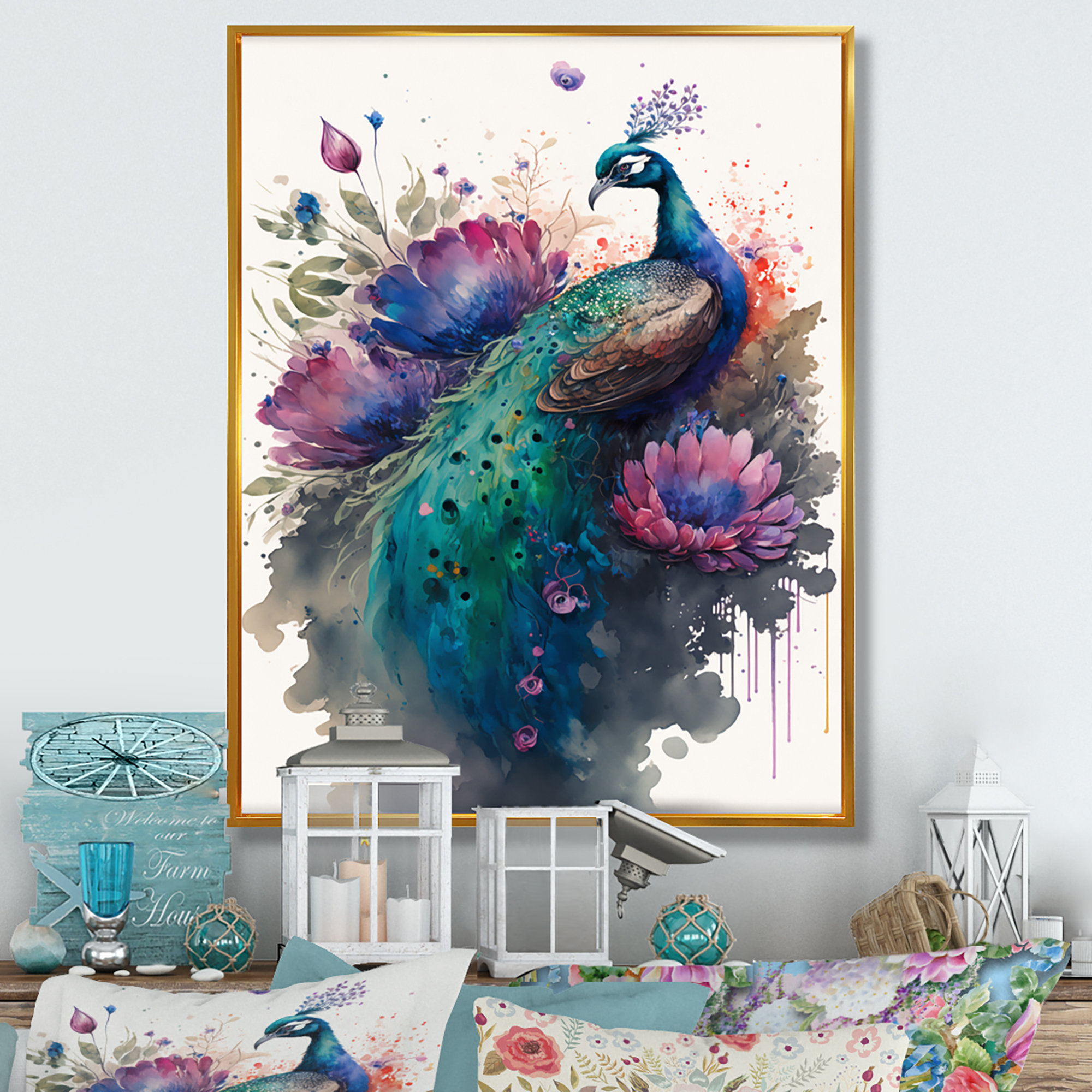 Magnificent Peacock Giclee Canvas Wall Art Set