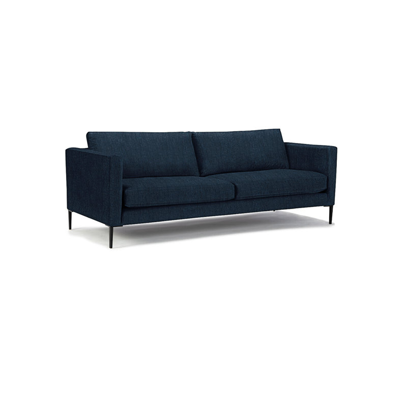 Tuxedo Arm Sofa, Midnight Blue Polyester Blend
