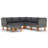 Ensemble de canapé modulaire d'extérieur 6 pièces Casey, rotin gris, bois massif