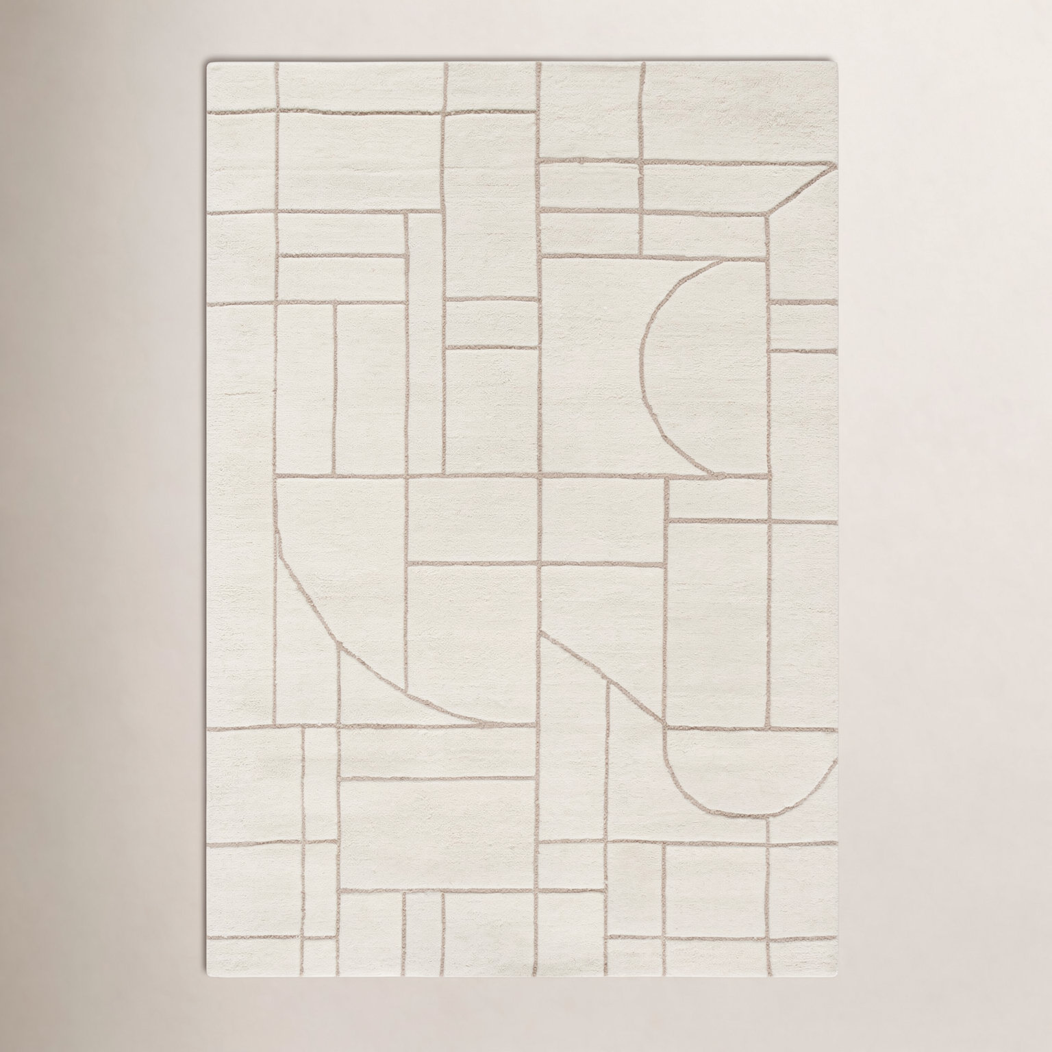 Lorette Hand Tufted Wool Cream Rug, Rectangle 2' x 3'