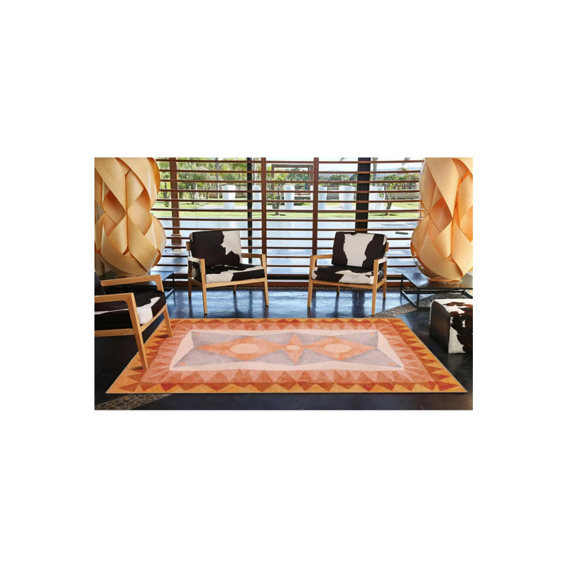 Tapis tissé lavable à motif orange moderne Modern, Rectangle 2 pi 4 po x 4 pi