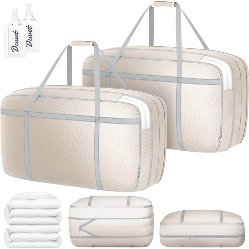Heavy Duty Compression Storage Bags With Handles, 100L Washable Vacuum Bag For Blankets, Pillows, Clothes And Bedding, Space Saving Organizer For Moving And Seasonal Storage
