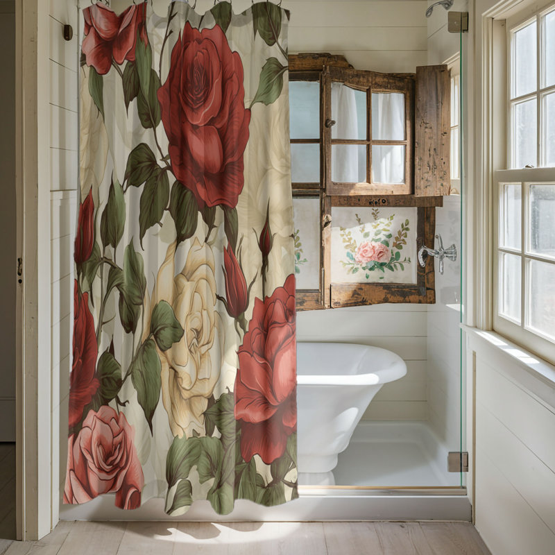 Rideau de douche 1 pièce Rose Ember, H 74 po x l 71 po