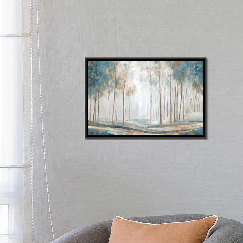 " White Rays " by Eva Watts, 18" H x 26" W x 1.5" D, Black Framed Canvas