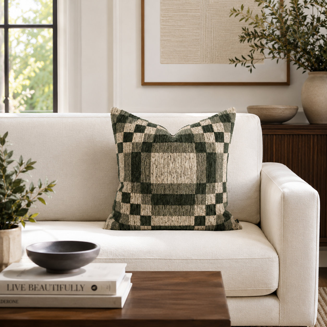Langdon Shapes Throw Pillow, Forest, 24'' H x 24'' W