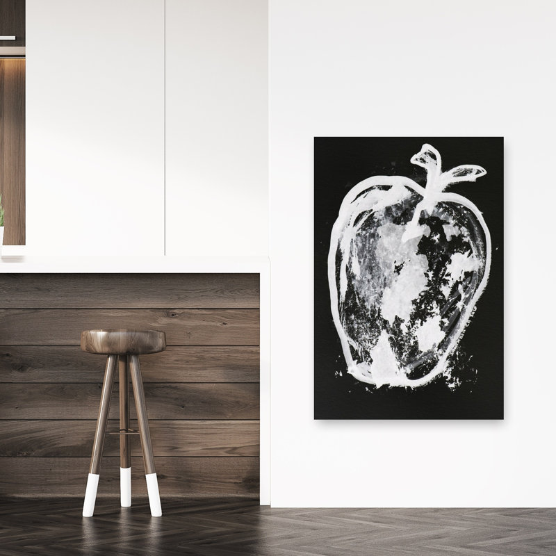 Abstrait, pomme blanche abstraite, fruit contemporain audacieux, reproduction d'art, 48" H x 32" W