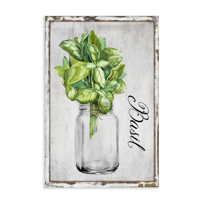 Art mural sur toile Rustic Garden Basil par Creatif Belle bp-588_CN, H 36 po x l 24 po