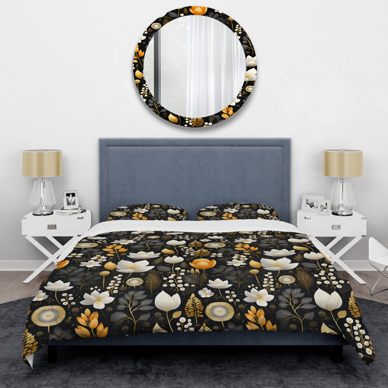 Ensemble de housse de couette Metodja - Floral, Housse de couette pour très grand lit et 2 très