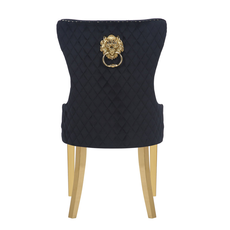 Chemene 21.5'' H Tufted Velvet Upholstered Side Chair, Black