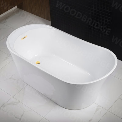 67" x 32" Freestanding Soaking Acrylic Single Slipper Bathtub with Reversible Drain
