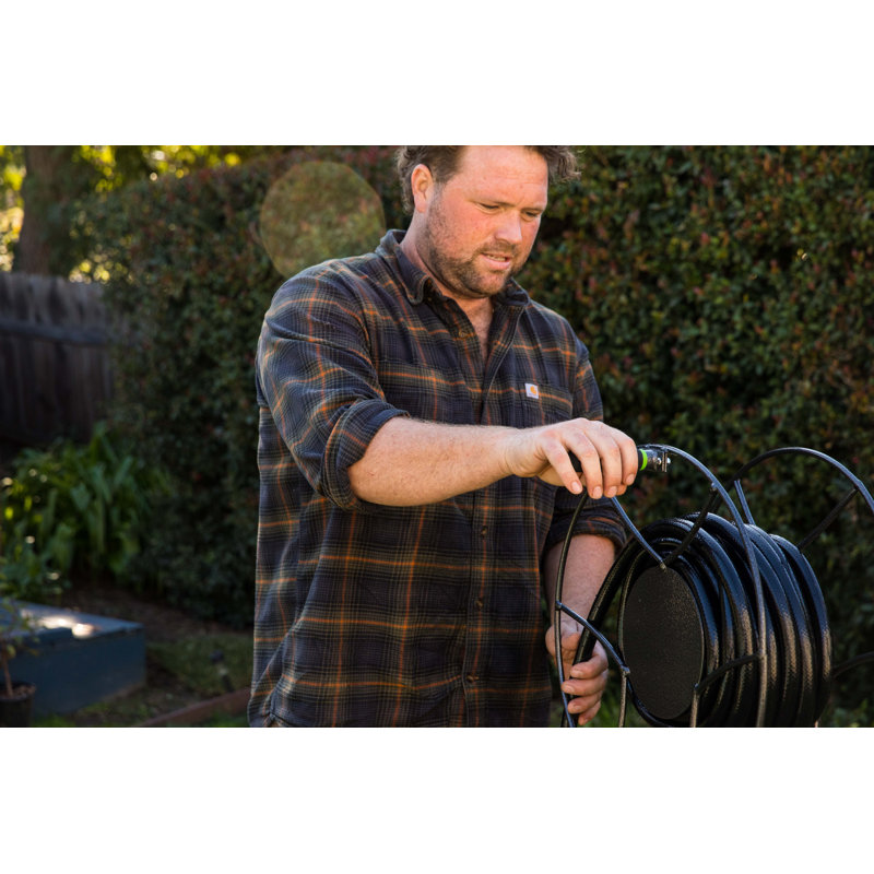 Yard Butler Free Standing Steel Swivel Hose Reel with Patio Base