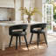 Tabouret de bar à dossier arrondi de 61 cm (24 po) recouvert de chenille avec repose-pieds doré-169682629