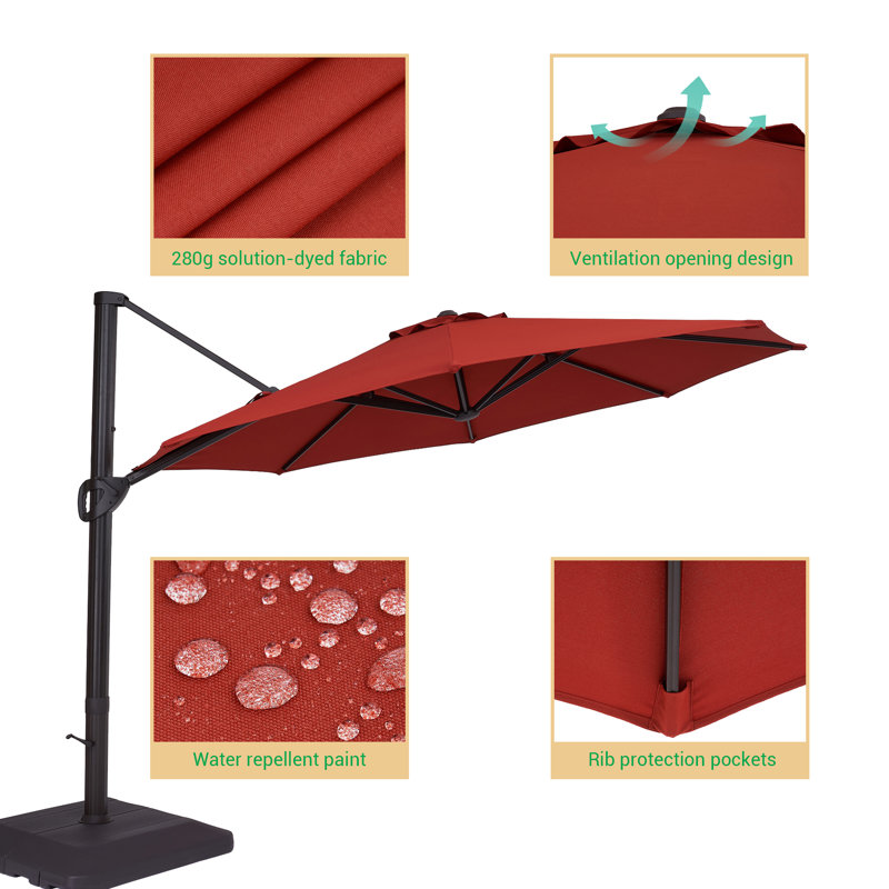 Parasol en porte-à-faux de 132 po Danashia, Rouge