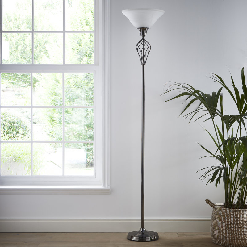 Albertina 181cm Black Chrome Uplighter Floor Lamp