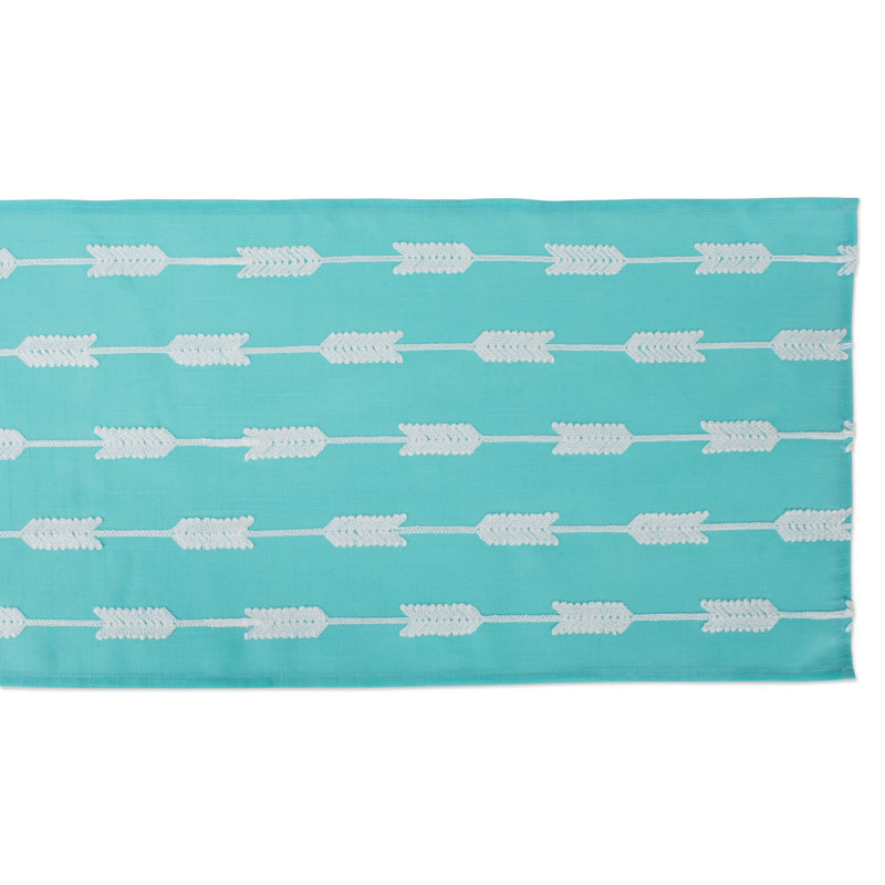 Opalo Embroidered Arrow Fletching Table Runner, Aqua