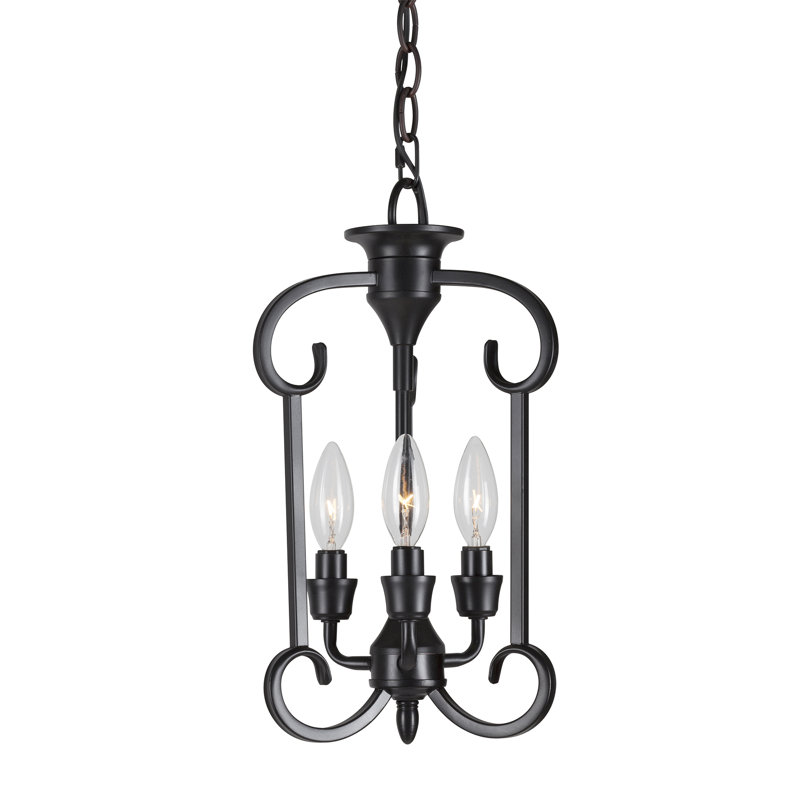 Luminaire suspendu géométrique à 3 lumières Kirt, Noir
