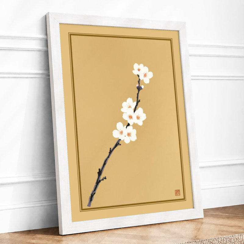 Flowering Branch Japandi - Framed Print, A1 - 84.1 x 59.4 cm, White