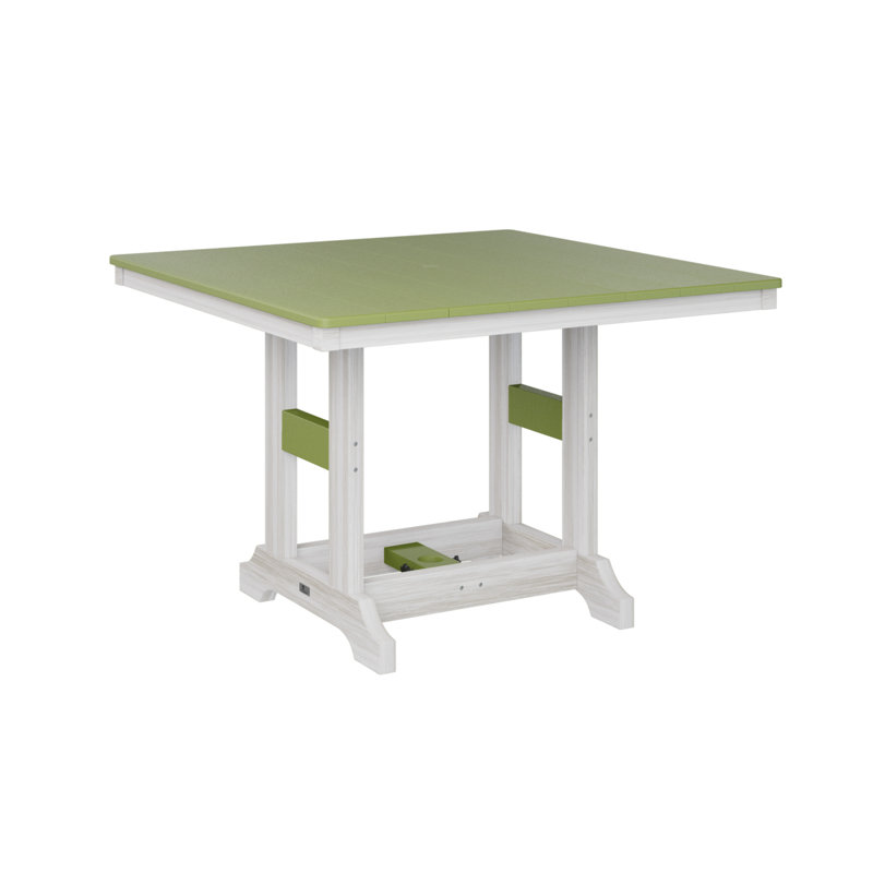 Garden Classic Outdoor Square Bar Table, Seashell, Kiwi Green