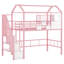 Lit mezzanine en métal avec toit et boîte de rangement, simple, rose-742837180